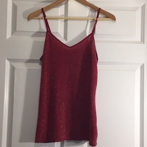 Express Medium Red Silver Sparkle Spaghetti Strap